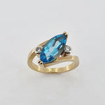 Blue Topaz & Diamond 9ct Gold Ring