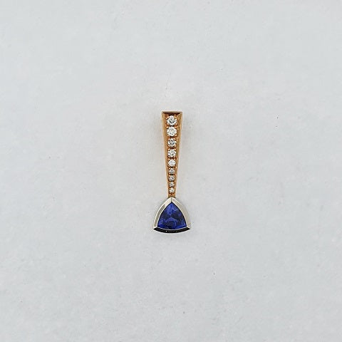 Blue Sapphire & Diamond 18ct Gold & Platinum Pendant