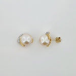 Freshwater Pearl & Diamond 18ct Gold Earrings