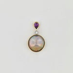 Freshwater Pearl, Diamond & Purple Sapphire 18ct Gold & Platinum Pendant