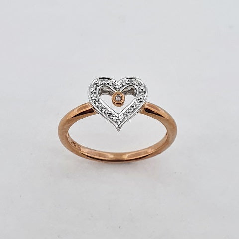 Pink Natural & White Diamond 9ct Gold Ring